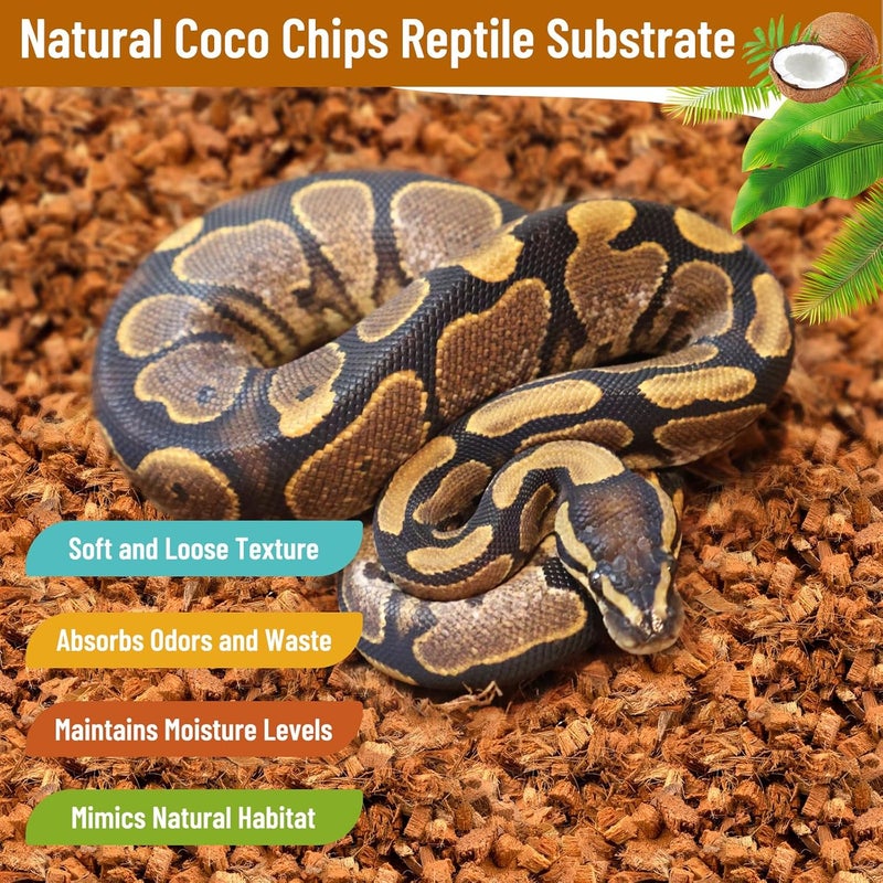 Riare 8 Pack Natural Coconut Chip Substrate for Reptiles- Compressed Coconut Husk Reptiles Bedding, Coco Husk Chip Terrarium Substrate for Snakes, Tortoises, Ball Python, Frogs, Bearded Dragon, Lizard - Image 5